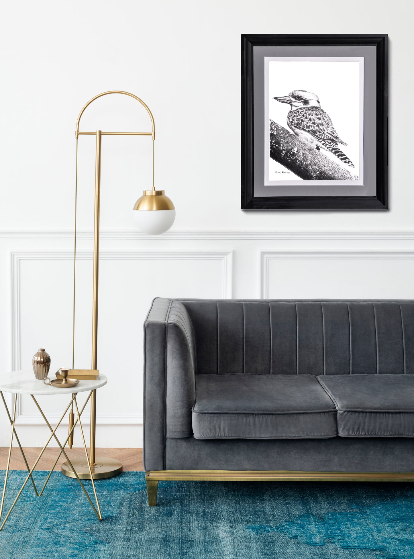 Framed Kookaburra: Original Pencil Drawing