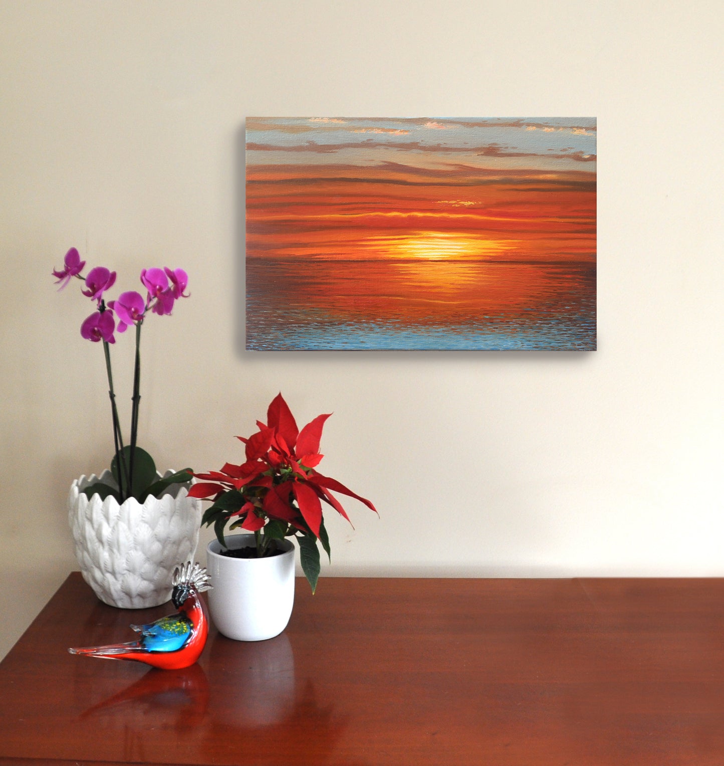 Red Horizon: Original Oil Painting