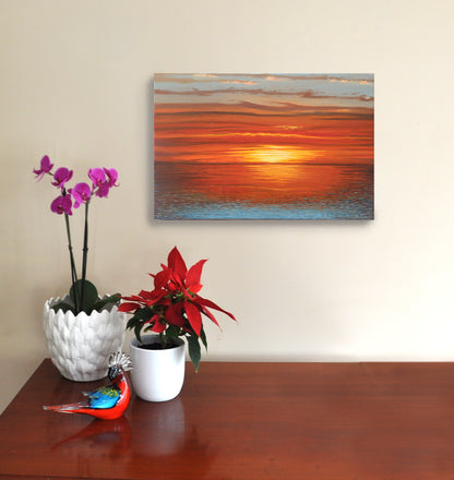 Red Horizon: Original Oil Painting
